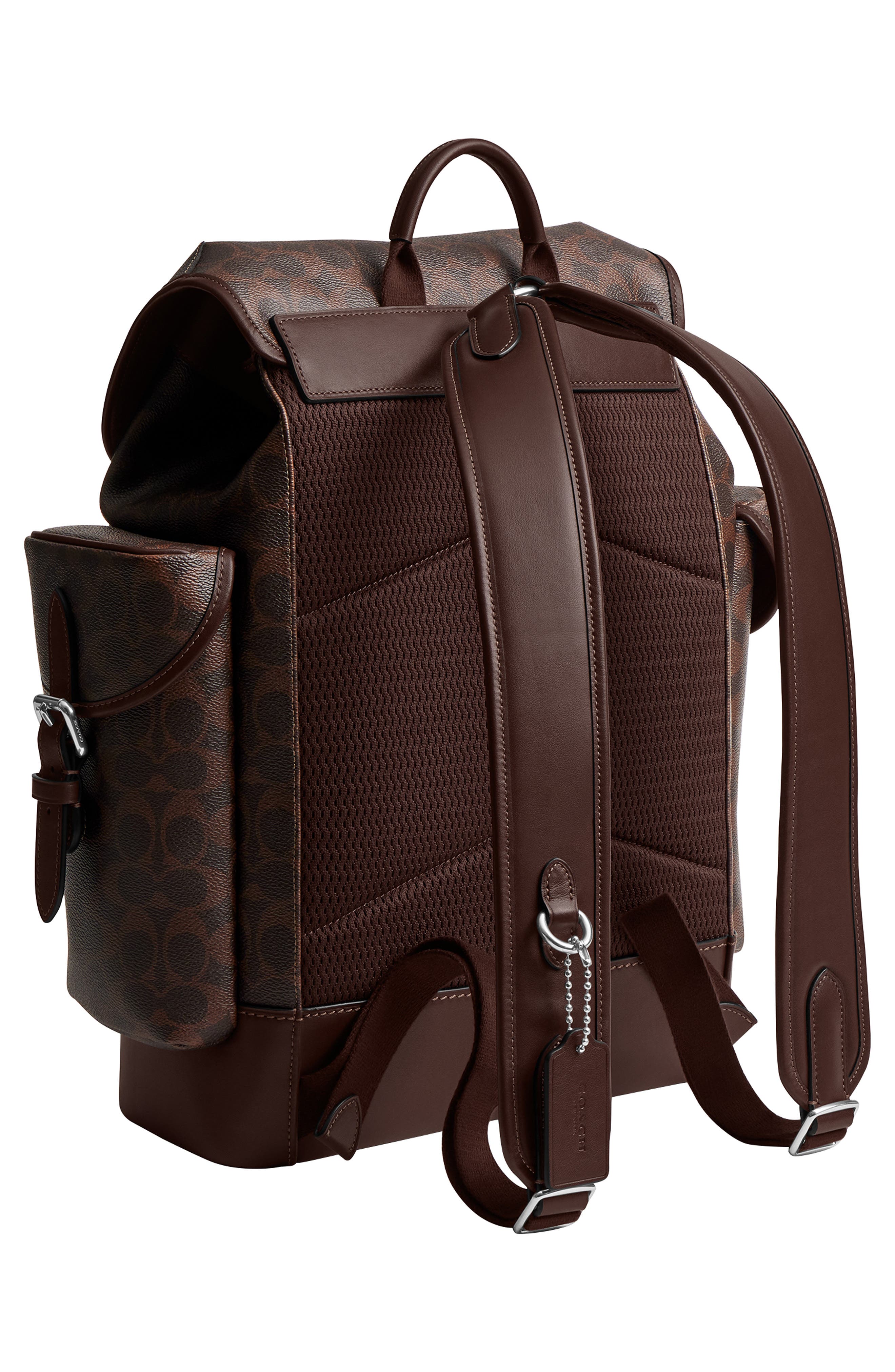 COACH Hitch Coated Canvas Backpack, Alternate, color, Maple