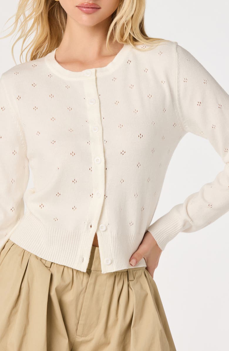 ASTR the Label Denise Button Front Cardigan, Alternate, color, Off White