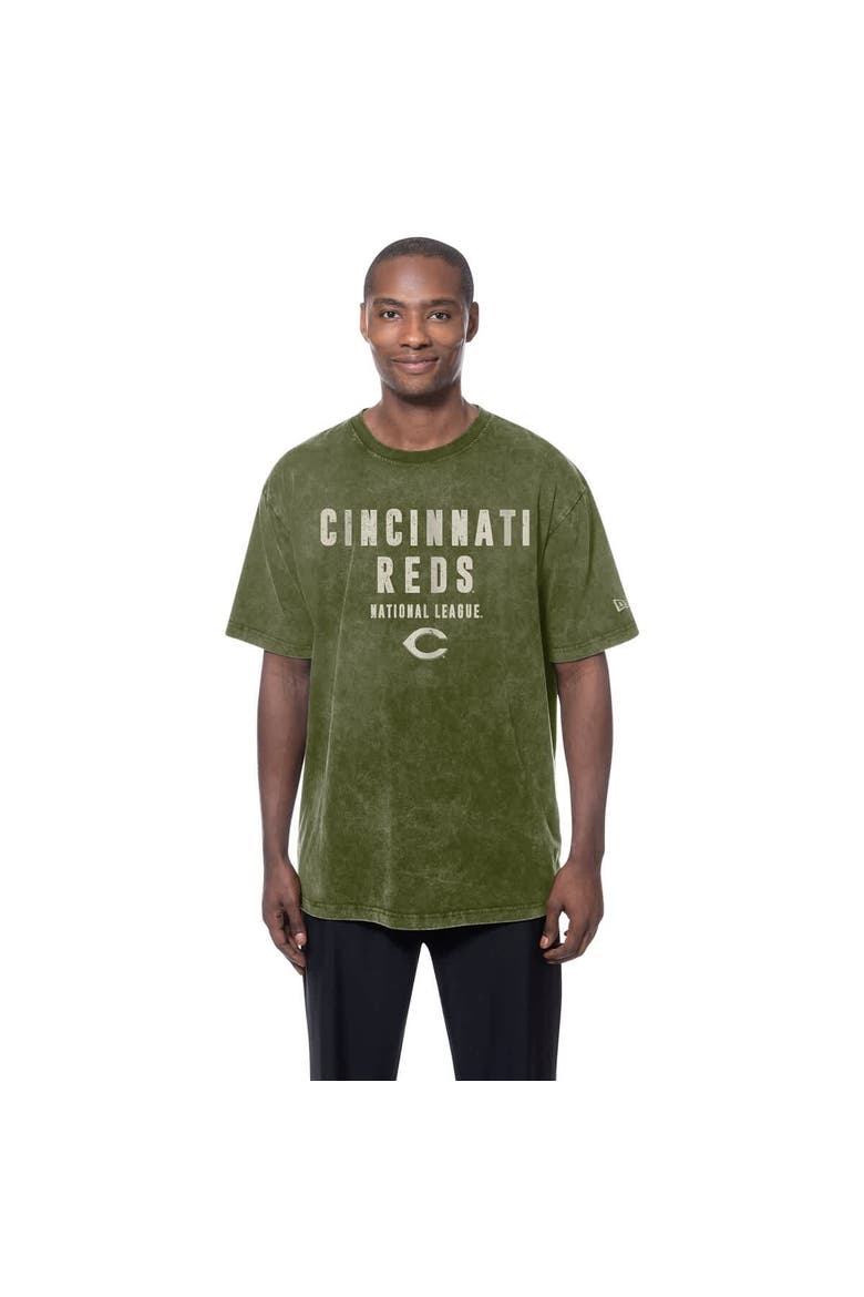 Men's New Era  Olive Cincinnati Reds 2026 Armed Forces Day T-Shirt, Main, color, Olive