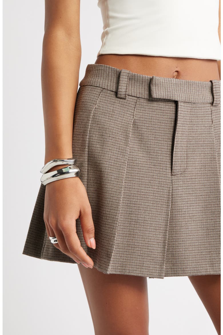 Pleated Miniskirt, Alternate, color, BROWN HOUNDSTOOTH