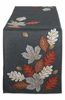 Design Imports Autumn Leaves Embroidered Table Runner