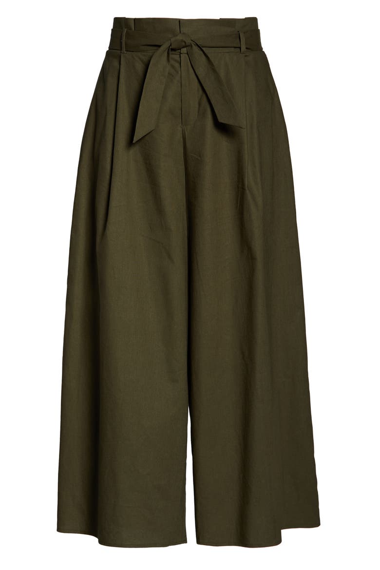 Tie Waist Palazzo Pants, Alternate, color, OLIVE