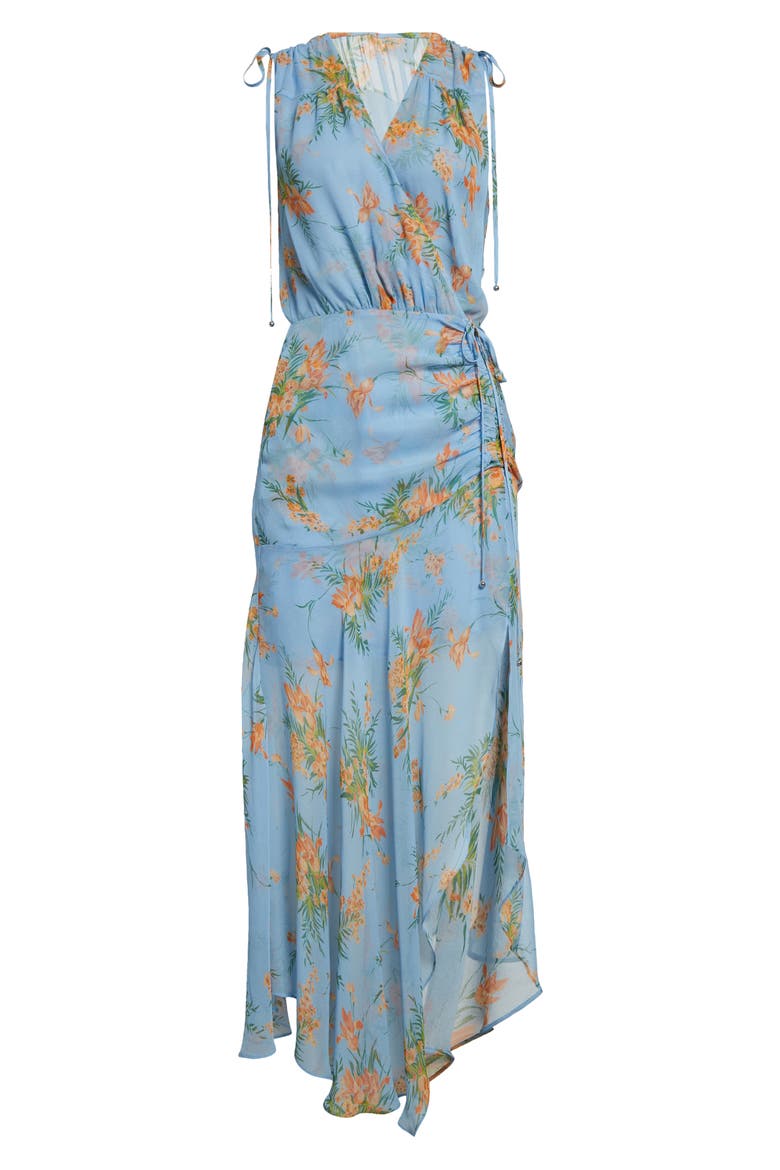 Dovima Floral Print Sleeveless Silk Dress, Alternate, color, BLUE OASIS MULTI