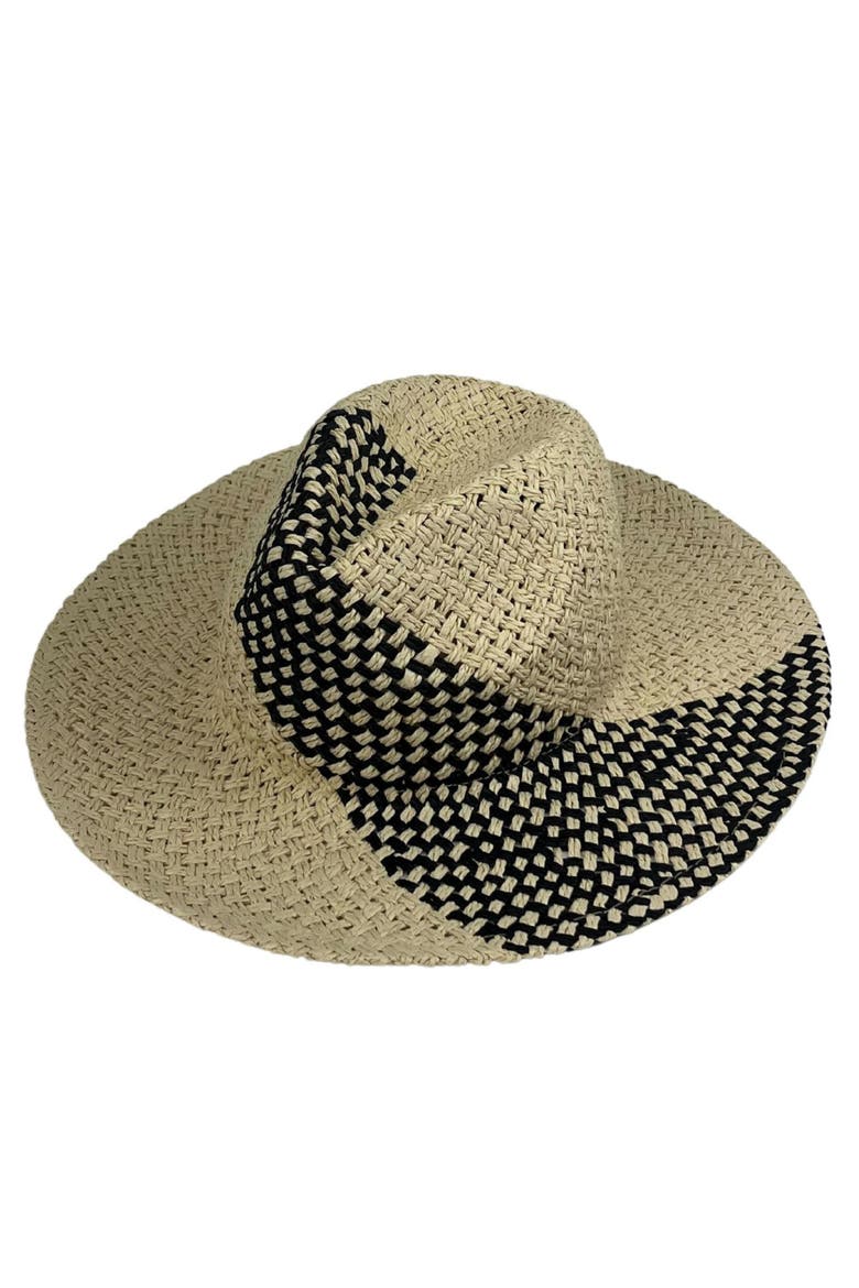 Two-Tone Straw Panama Hat, Main, color, BLACK