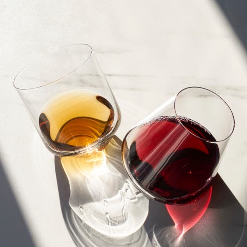 Viski Rolling Crystal Wine Glasses Set Of 2 In Clear