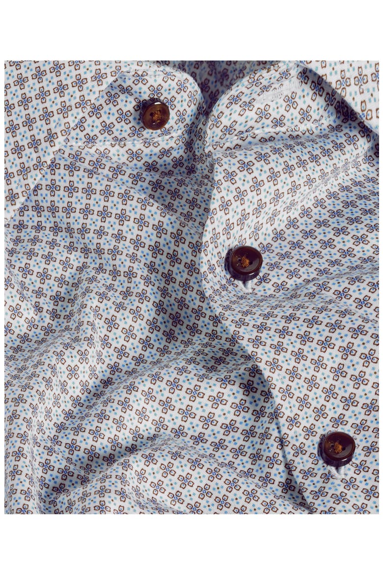 Geometric Knit Sport Shirt, Alternate, color, WHITE/ CHOCOLATE