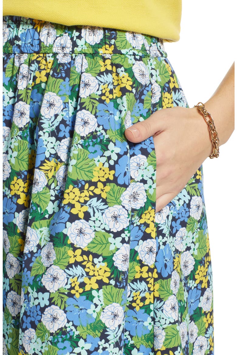 Pull-On Poplin Skirt, Alternate, color, BLUE PALM FLORAL