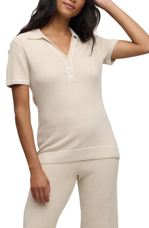 CozyChic® Ultra Lite® Contrast Stripe Rib Polo