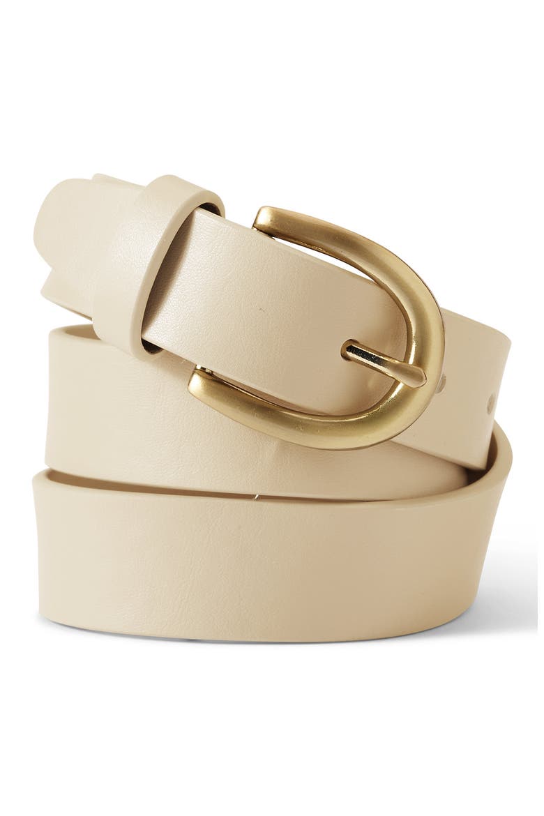 Faux Leather Everyday Belt, Main, color, Coconut Cream