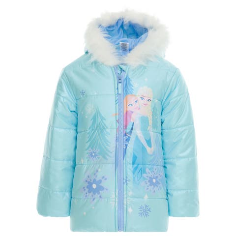 Frozen Faux Fur Hooded Puffer Coat (Toddler, Little Kid & Big Kid)