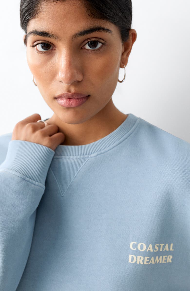 MANGO TEEN Print Cotton Sweatshirt, Alternate, color, Blue