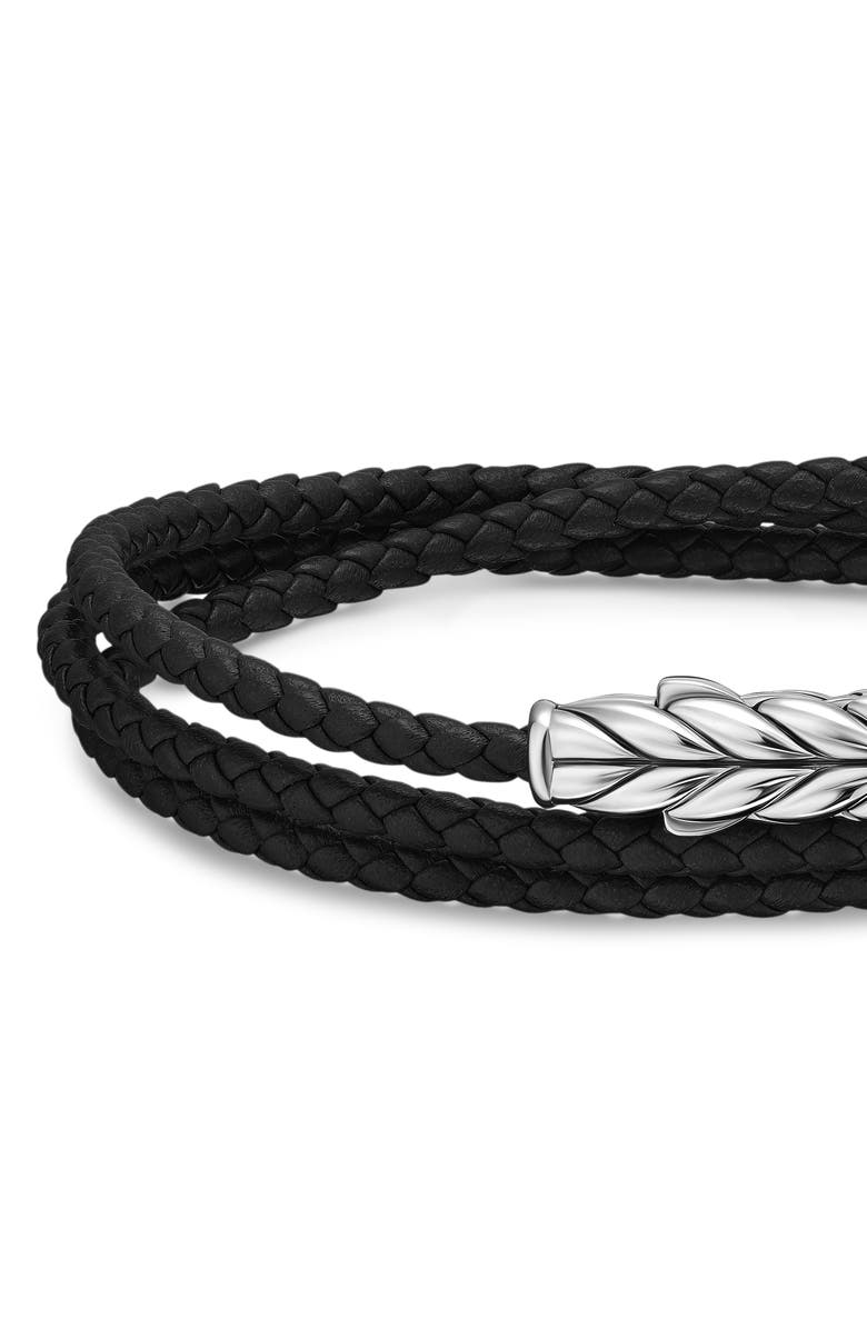 David Yurman Sterling Silver Leather Bracelet, Alternate, color, Silver
