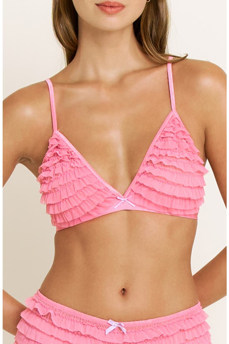 Rumba Ruffle Triangle Bralette, Main, color, PARADISE