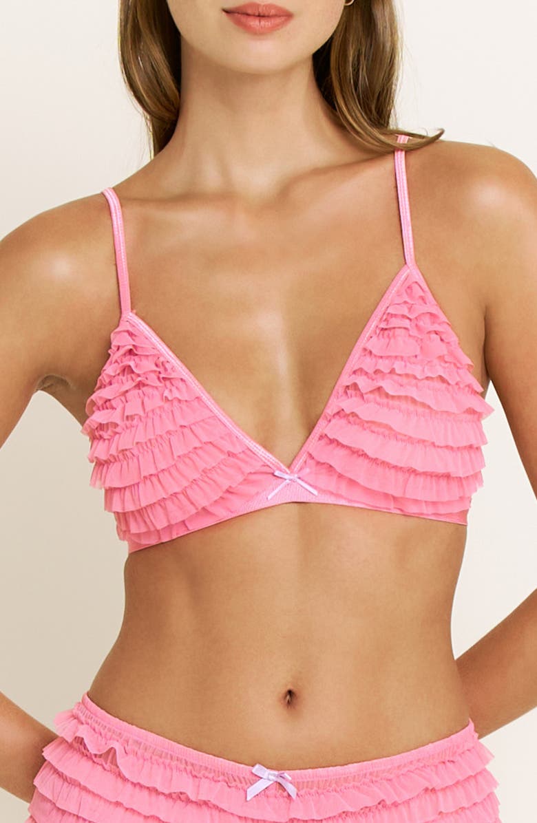 Honeydew Rumba Ruffle Triangle Bralette, Main, color, Paradise