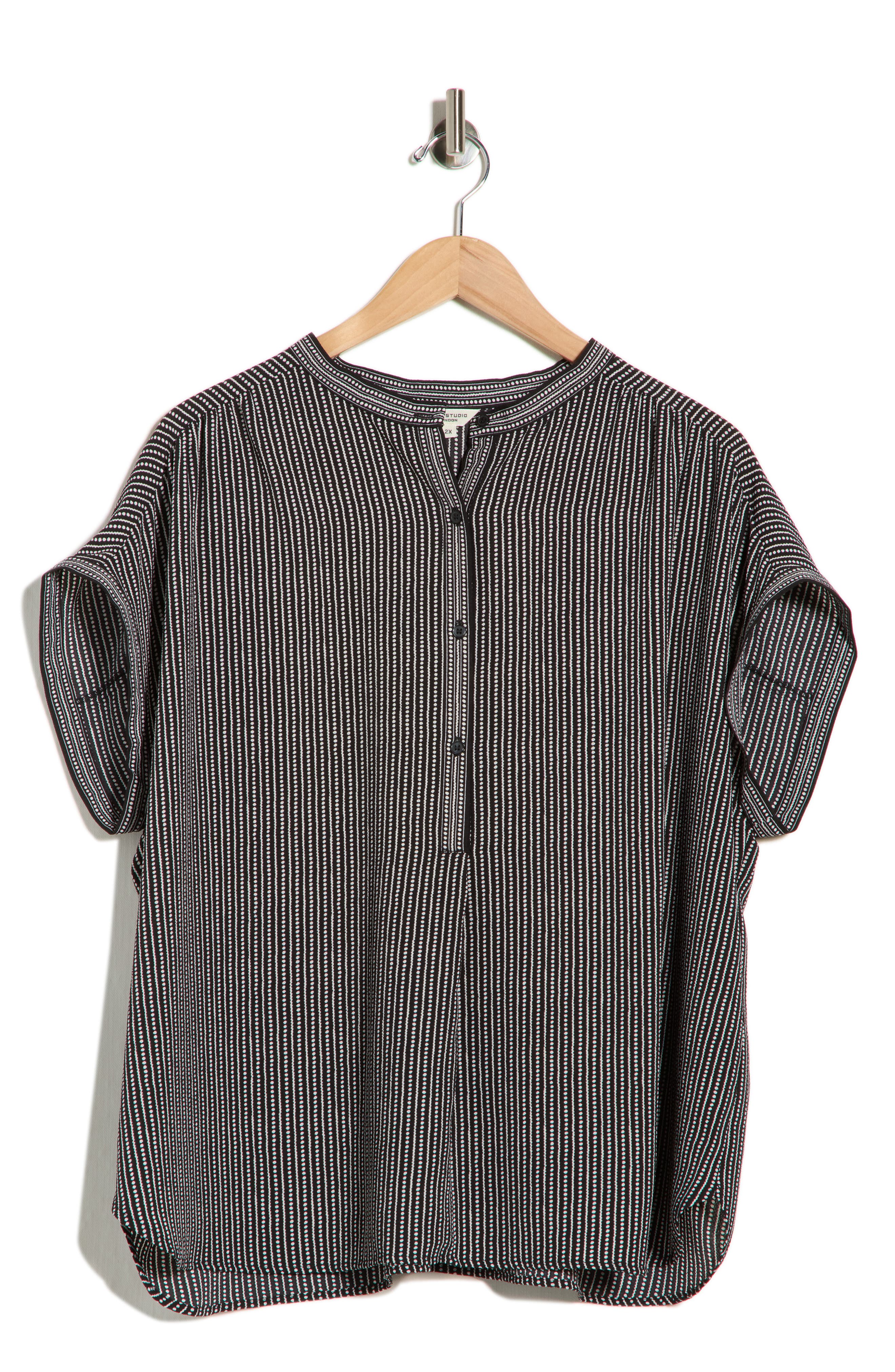 MAX STUDIO Half Placket Short Sleeve Top