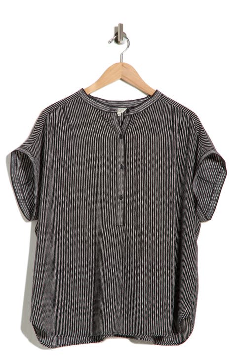 Half Placket Short Sleeve Top (Plus)