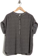 MAX STUDIO Half Placket Short Sleeve Top
