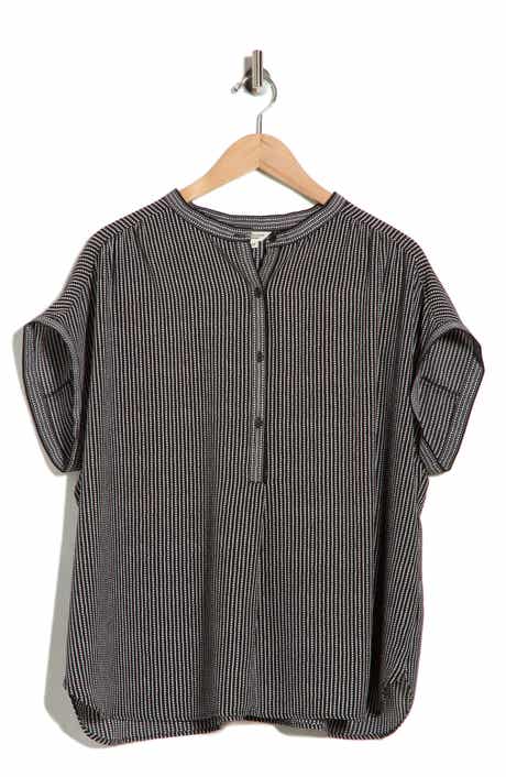 MAX STUDIO Half Placket Short Sleeve Top