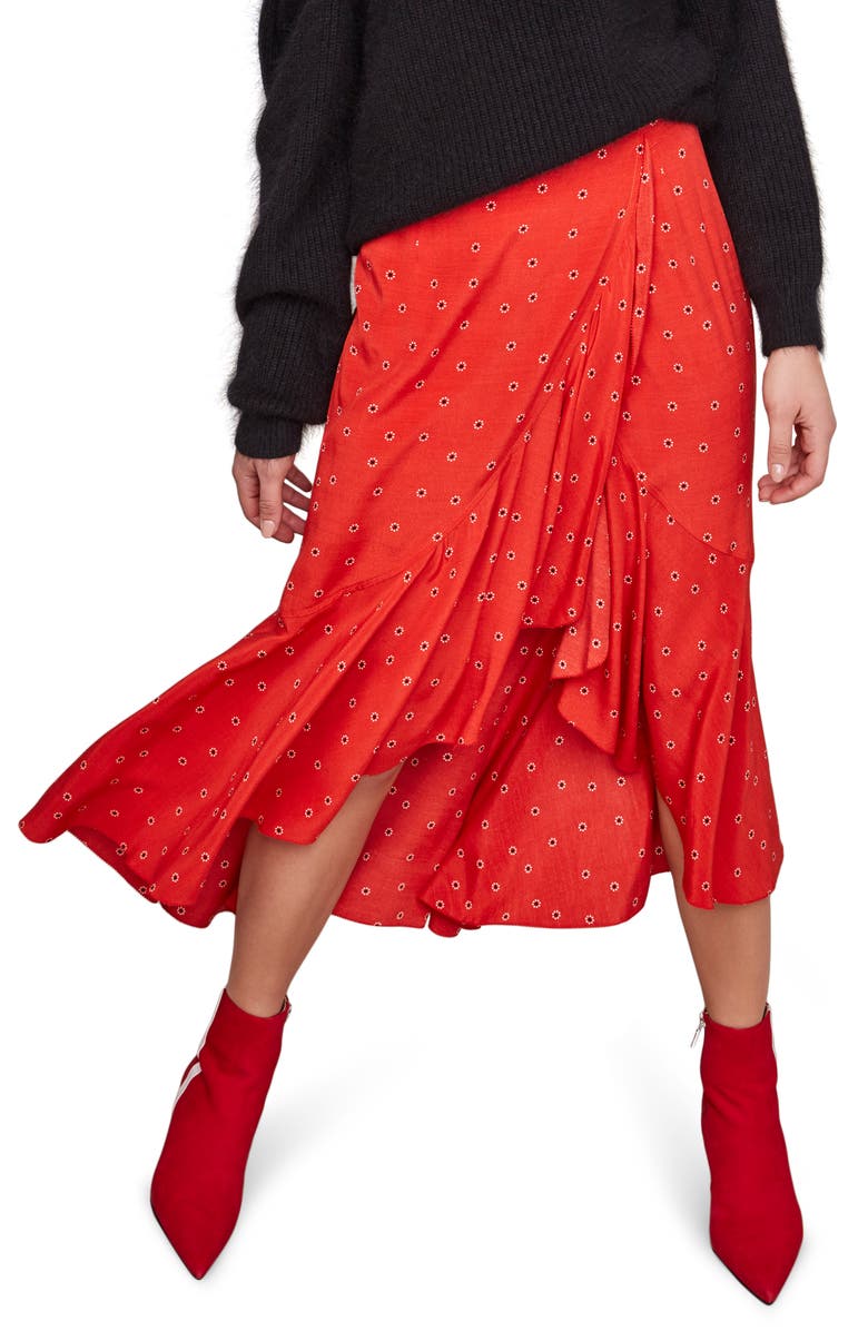 ASTR the Label Nova Floral Asymmetrical Skirt, Main, color, 