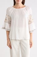 Forgotten Grace Sheer Embroidered Sleeve Top