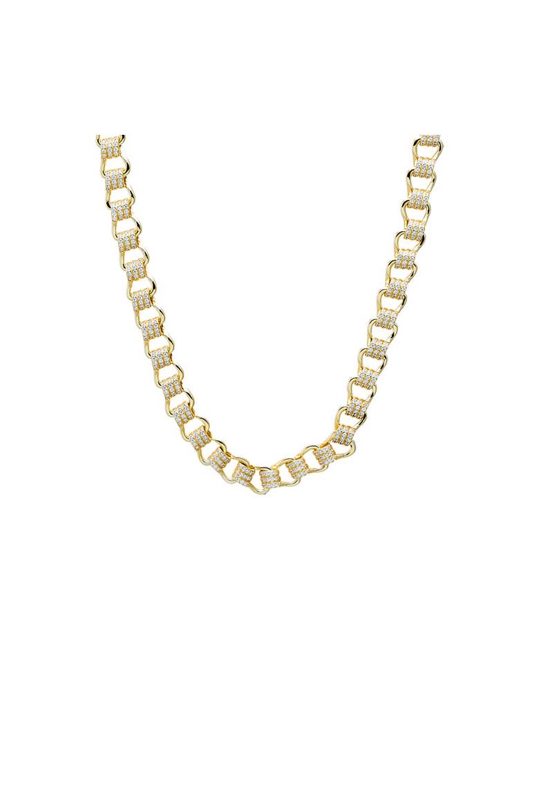 CZ Pave Link Tennis Necklace, Alternate, color, Gold