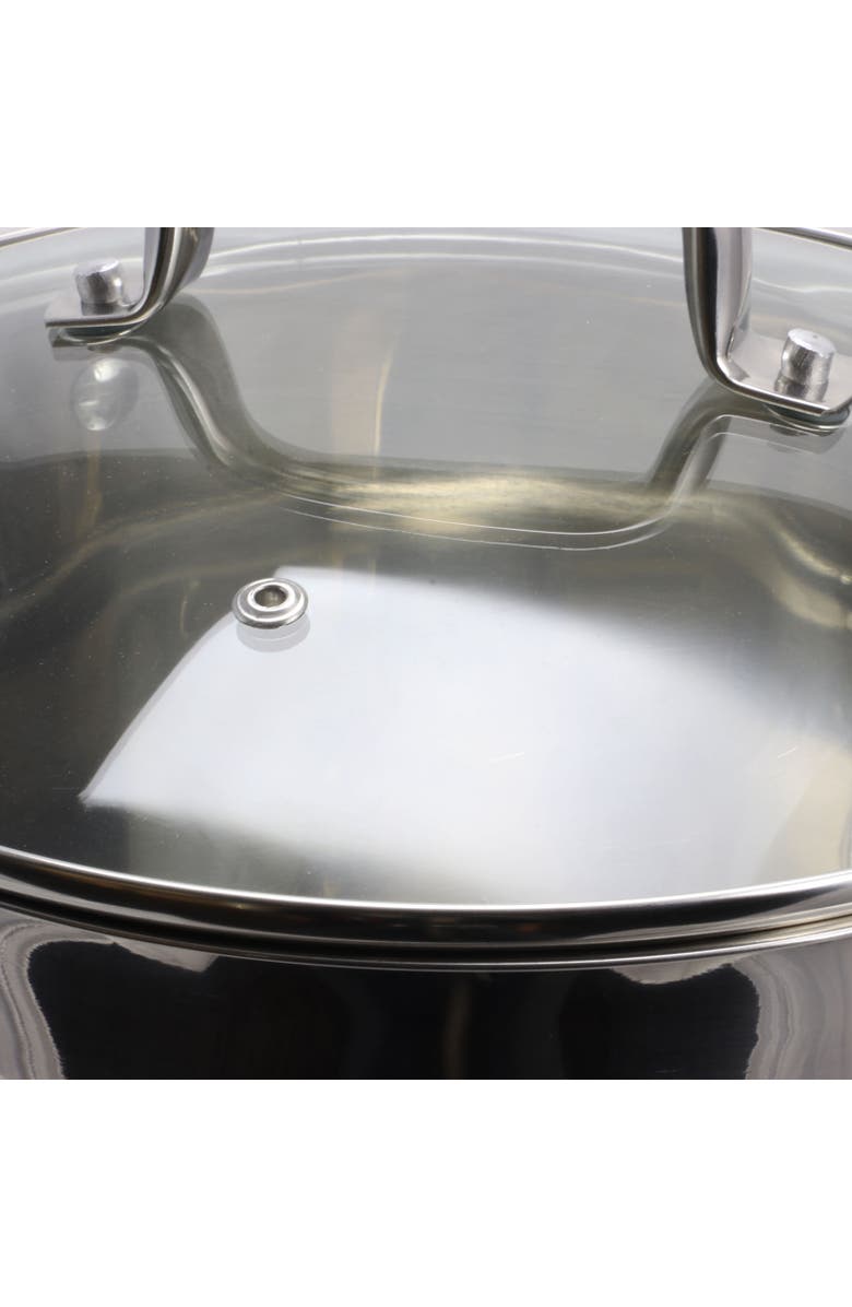OSTER Adenmore 8 Quart Stainless Steel Stock Pot with Tempe Glass Lid, Alternate, color, Metallic Silver