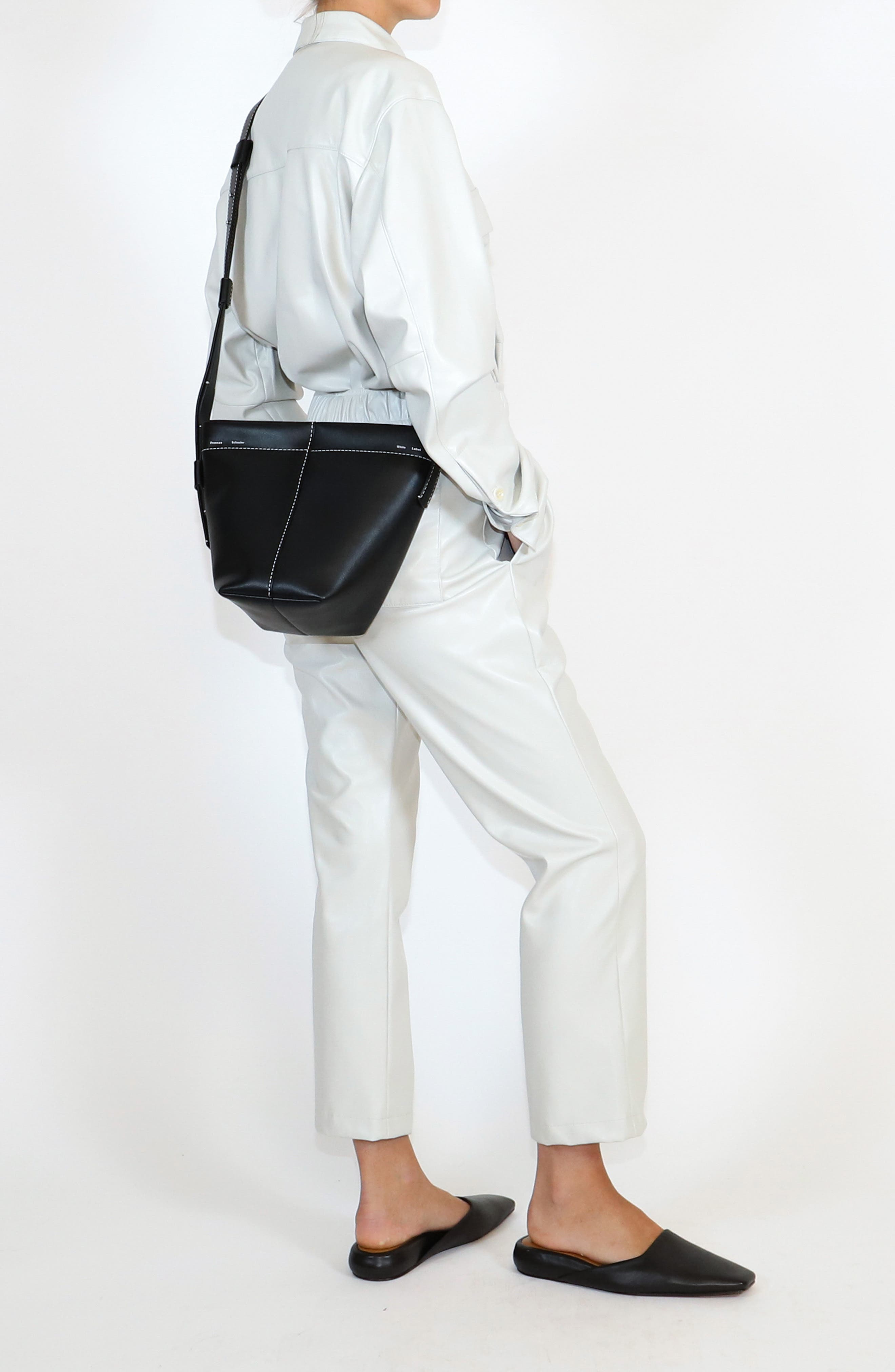 Proenza Schouler White Label Mini Barrow Calfskin Leather Bucket Bag, Alternate, color, 