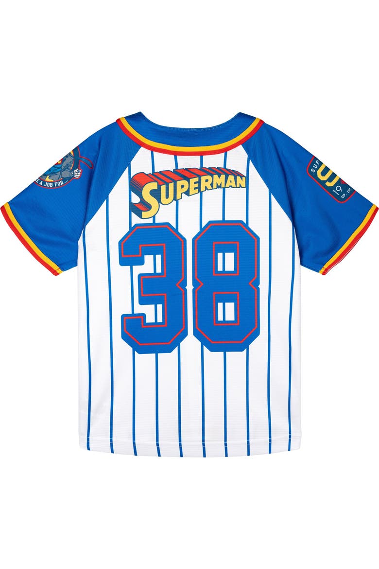 Justice League Superman Baseball Jersey, Alternate, color, Superman Blue White