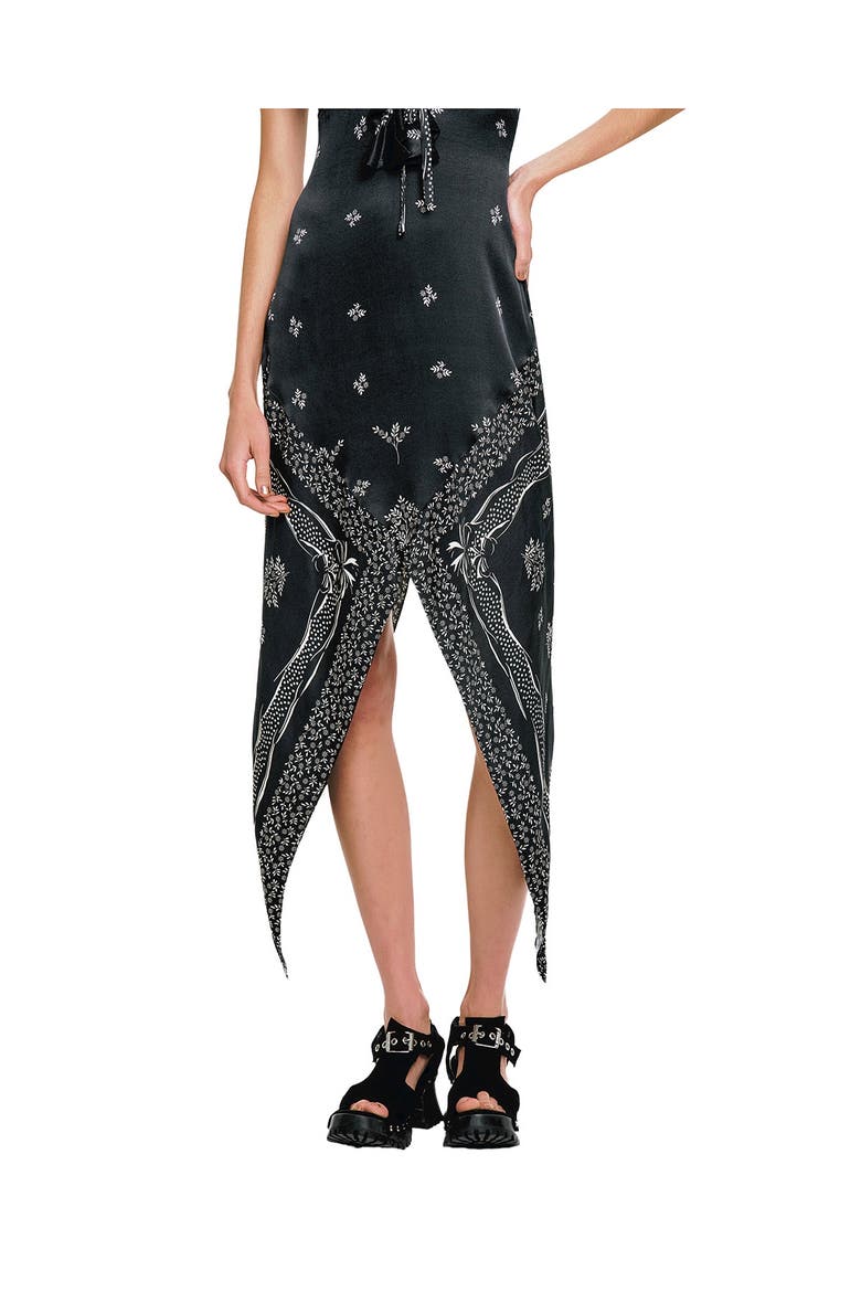 Sketch Roses Chiffon Embroidery Slip Dress, Alternate, color, Black