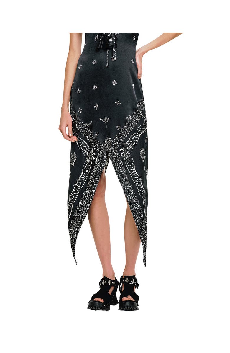 Anna Sui Sketch Roses Chiffon Embroidery Slip Dress, Alternate, color, Black