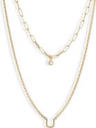 MESHMERISE Diamond Initial Charm Necklace