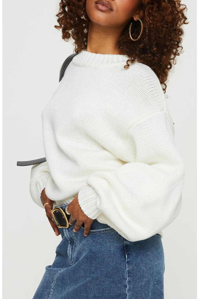 Harmony Balloon Sleeve Sweater, Alternate, color, WHITE