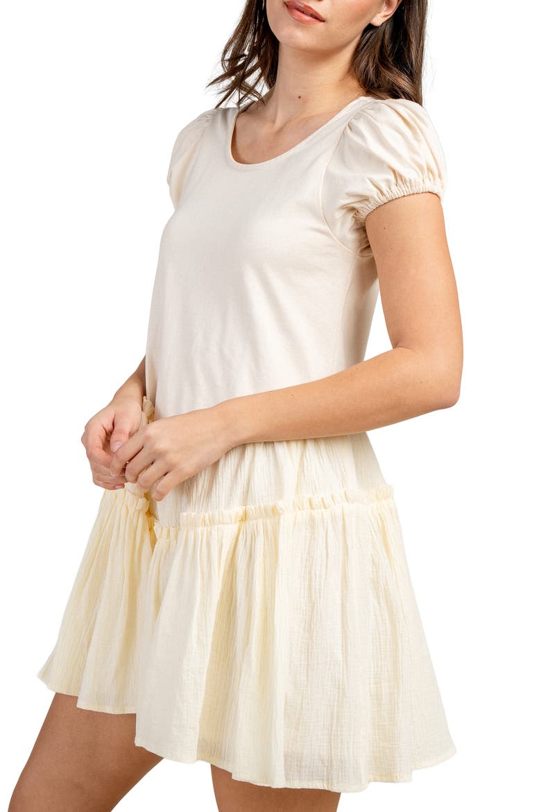 Mixed Media Drop Waist Minidress, Alternate, color, BEIGE