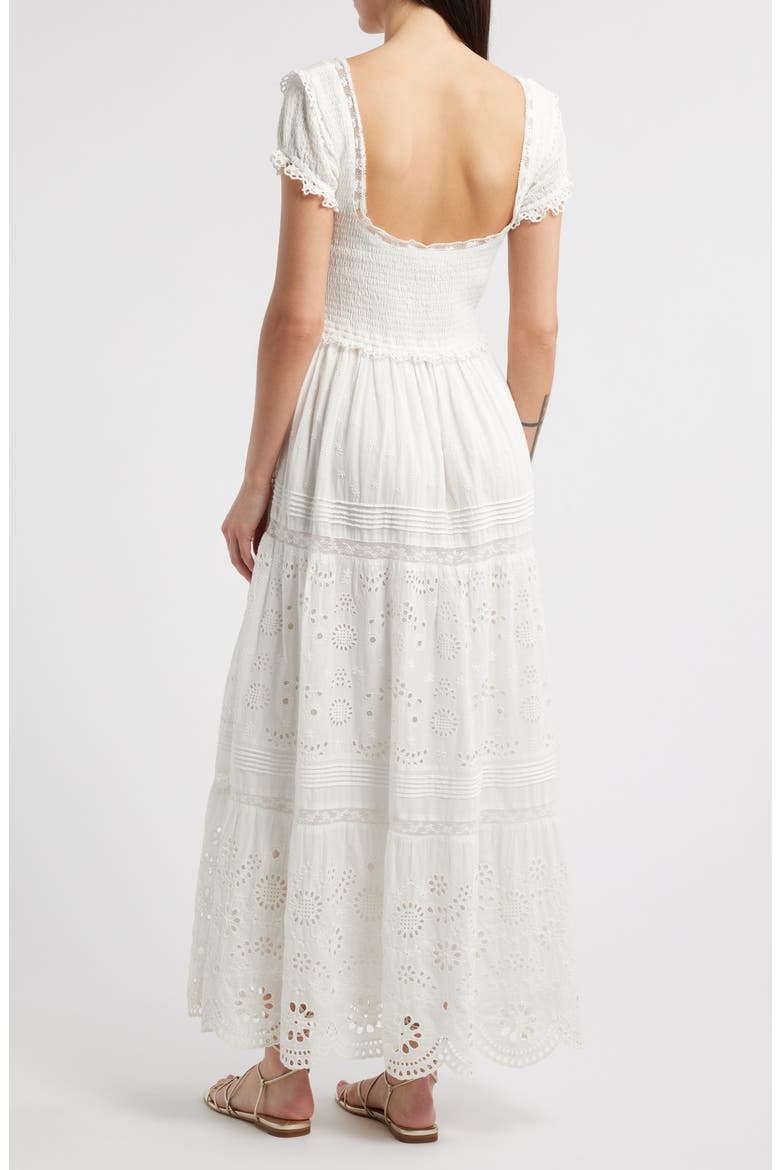 Bisolet Lace Trim Tiered Sundress, Alternate, color, OPTIC WHITE