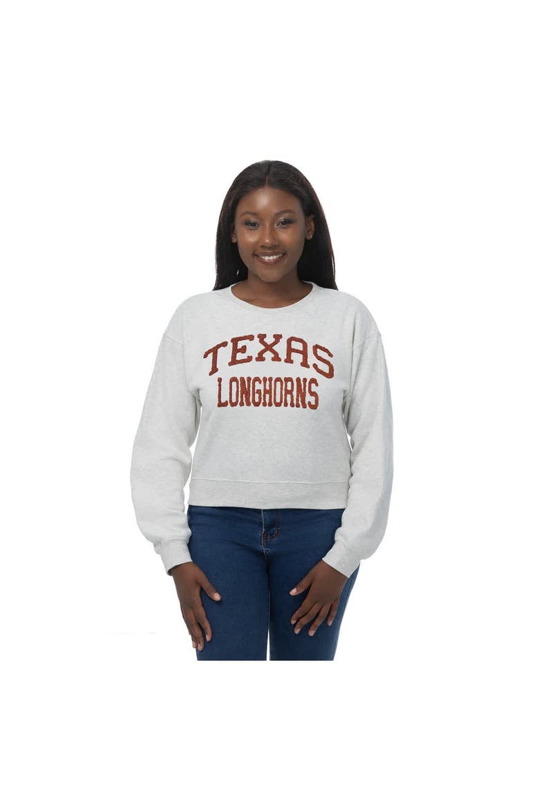 Women's ZooZatz Oatmeal Texas Longhorns Chenille Cropped Sweatshirt, Main, color, Oatmeal