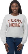 ZOOZATZ Women's ZooZatz Oatmeal Texas Longhorns Chenille Cropped Sweatshirt