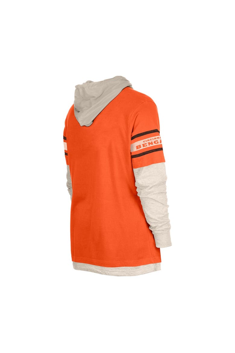Men's New Era  Orange Cincinnati Bengals Twofer Layered Long Sleeve Hoodie T-Shirt, Alternate, color, Orange