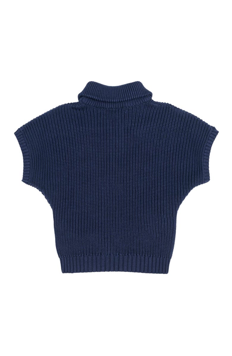 Hope & Henry Girls' Organic Spread Collar Sweater, Kids, Alternate, color, Navy Cardigan Stitch