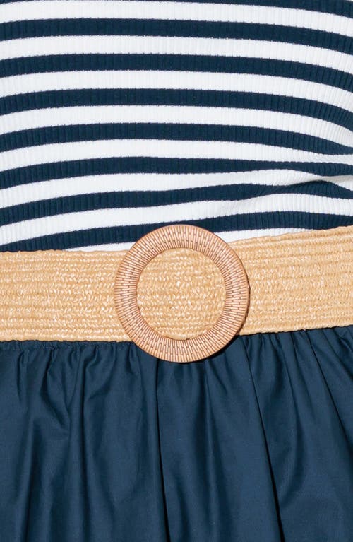 Freemarket Belted Mixed Media Midi Dress