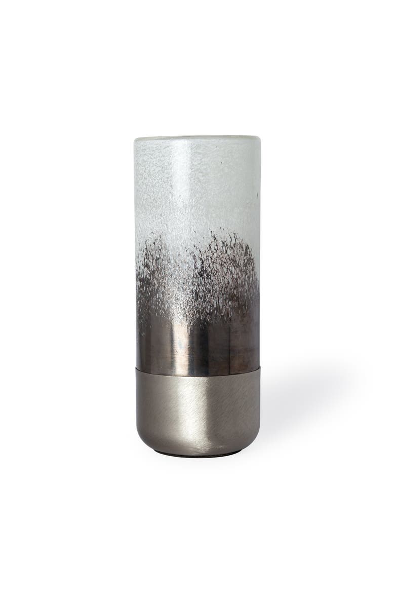 Baltic Metal Bottom Glass Vase, Main, color, Silver