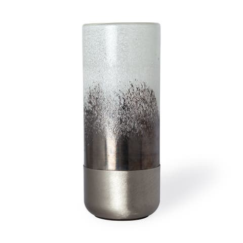 Baltic Metal Bottom Glass Vase