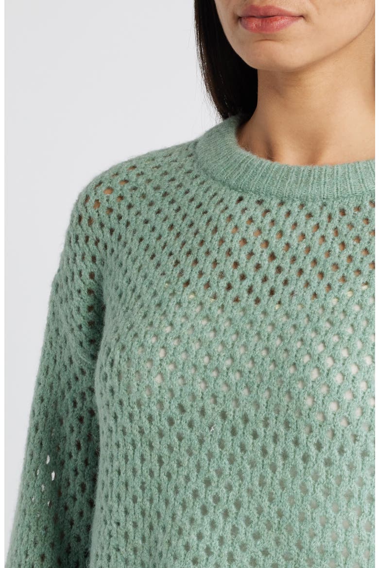 Open Stitch Cuffed Sweater, Alternate, color, HEATHER SPRUCE