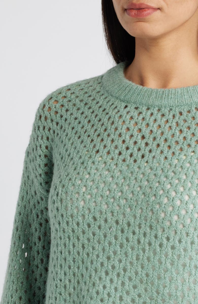 Wit & Wisdom Open Stitch Cuffed Sweater, Alternate, color, Heather Spruce