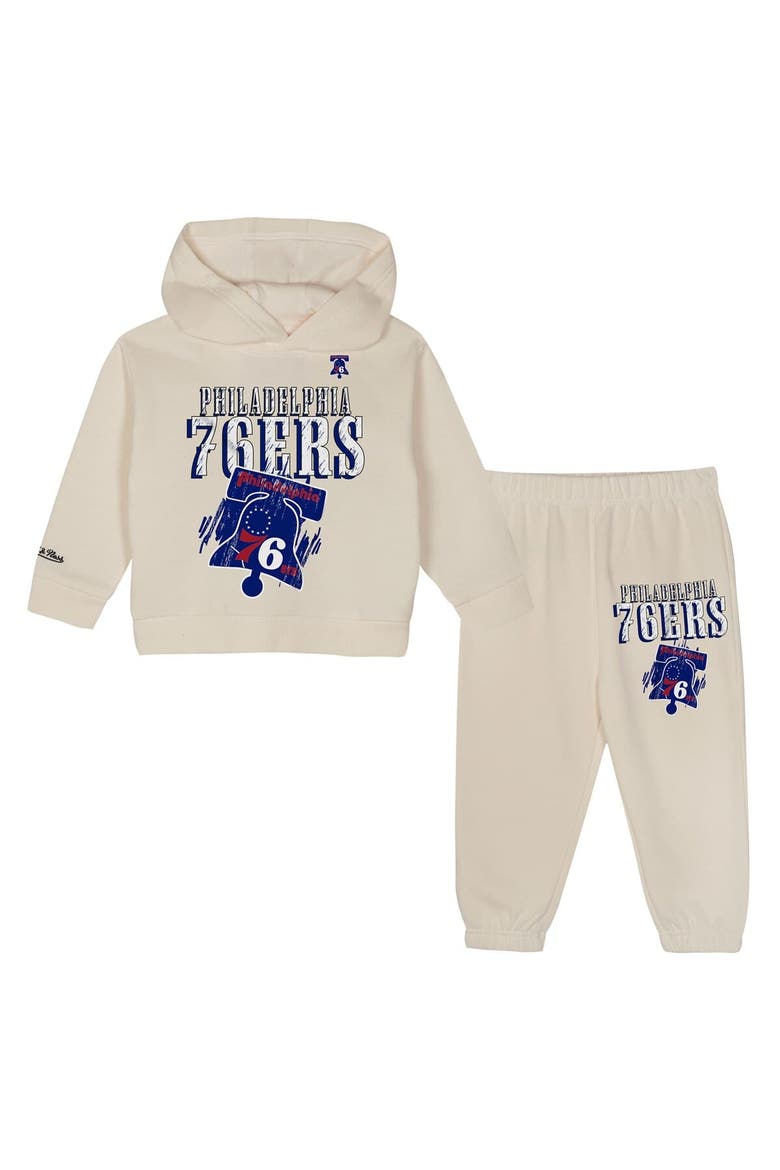 Toddler Mitchell & Ness  Cream Philadelphia 76ers Hang Time Oversized Pullover Hoodie & Pants Set, Alternate, color, Cream