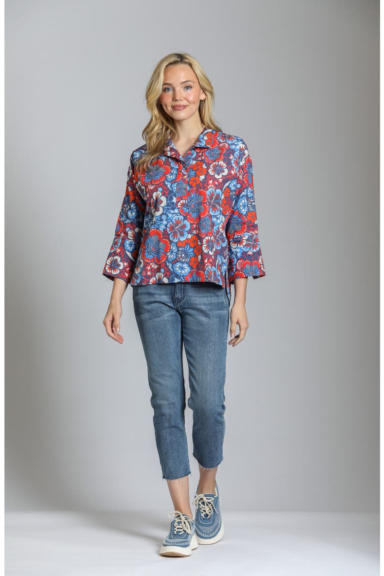Boxy Cotton Shirt, Alternate, color, BLUE MULTI