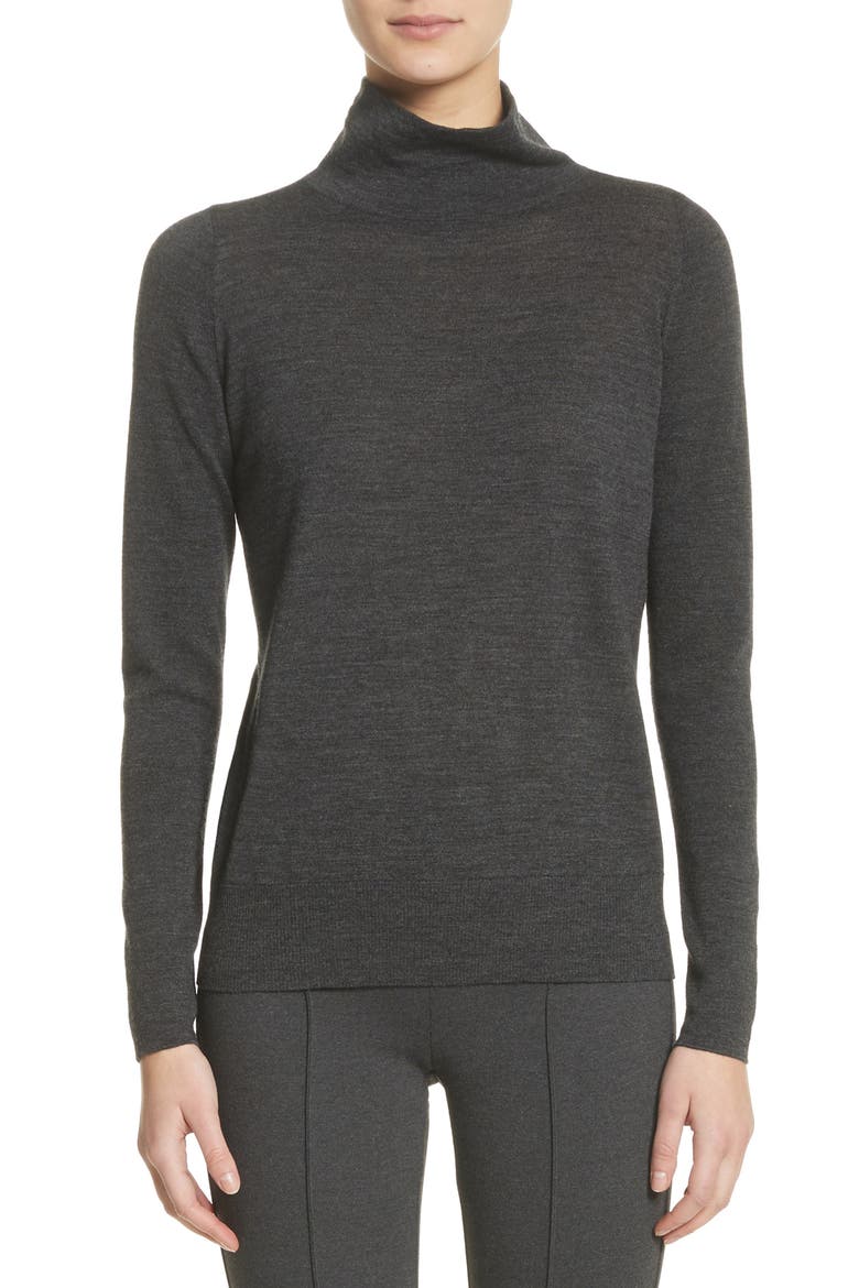 Merino Wool Modern Turtleneck Sweater, Main, color, SMOKE