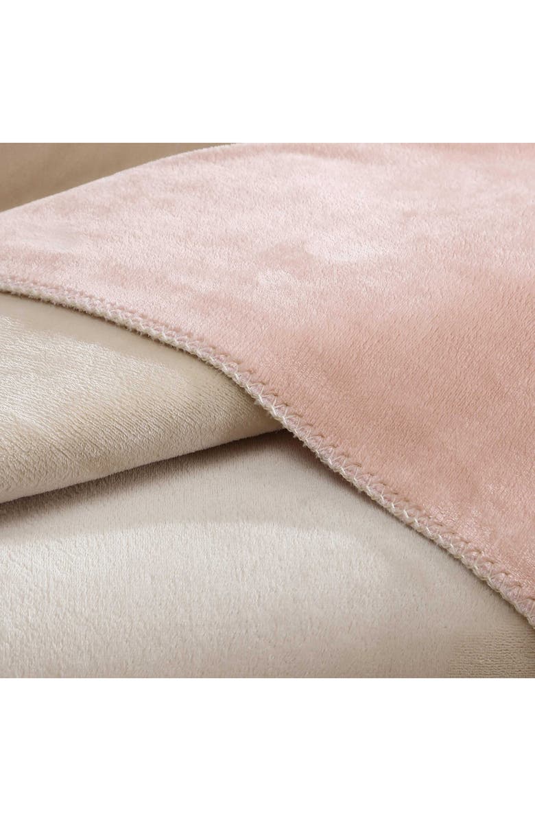 Calvin Klein Home Modern Reversible Solid Plush Blanket, Alternate, color, Medium Beige
