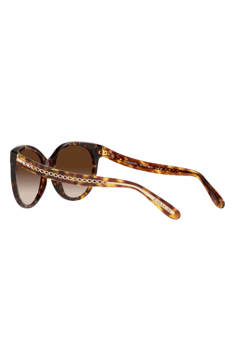 COACH 55mm Gradient Round Sunglasses, Alternate, color, Dark Tortoise
