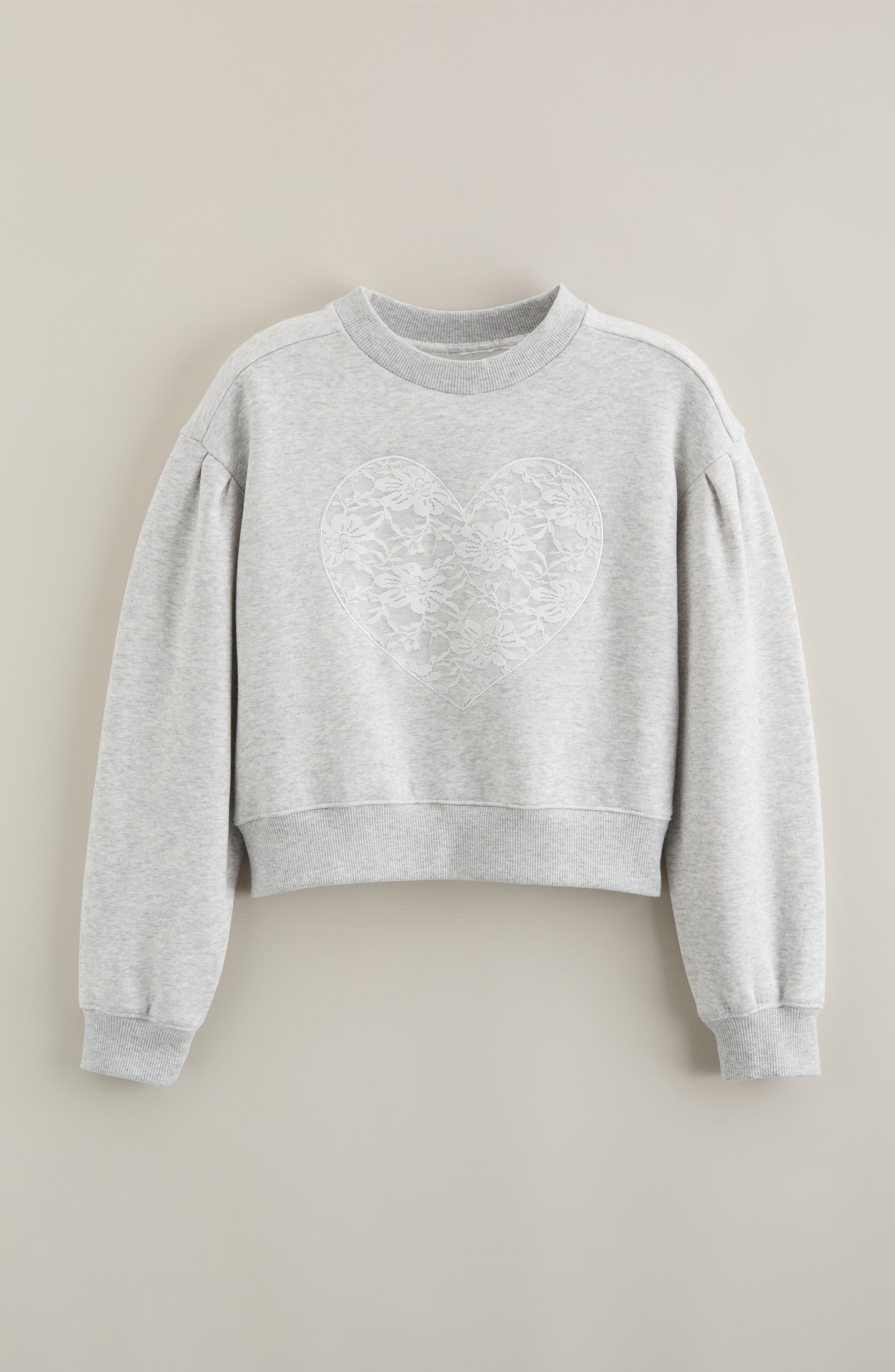 selected GREY LIGHT HEATHER LACE HEART