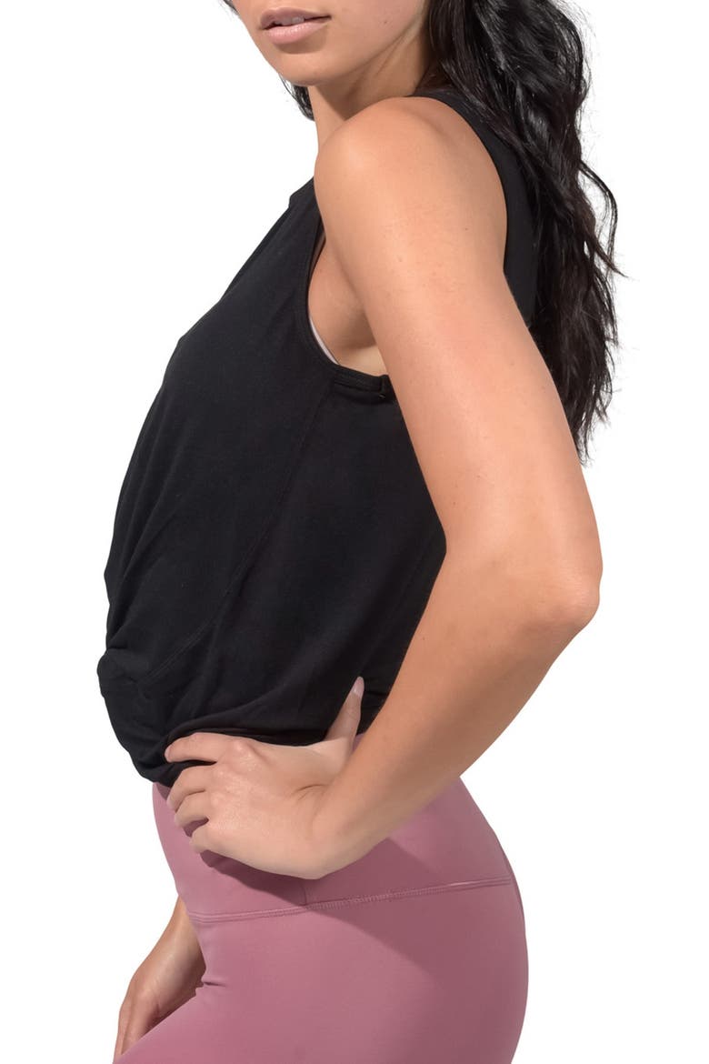 Twist Front Tank Top, Alternate, color, BLACK